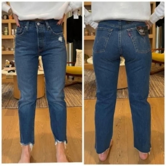 Levi's Denim - Levi's 501 Crop High Rise Denim Jeans Charleston Fun Mom 90s Straight Leg